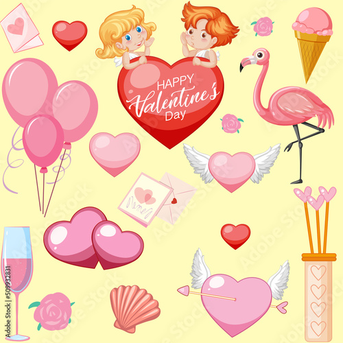 Little cupid and heart seamless pattern