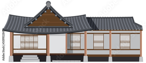 Korean ancient house on white background