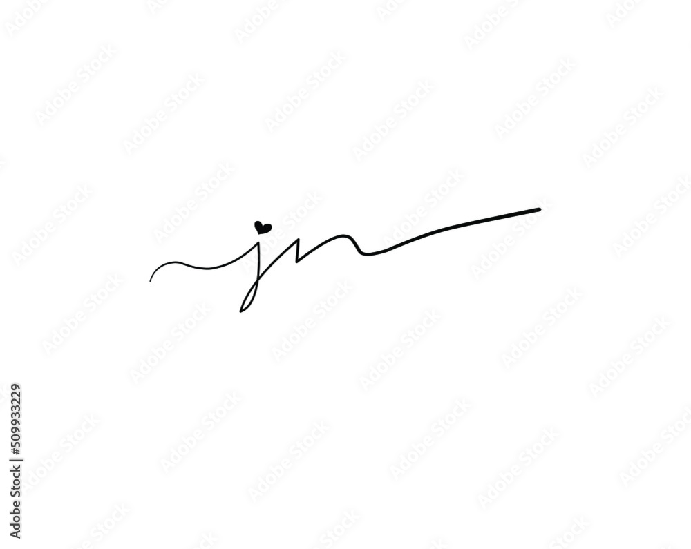 jn initial handwriting logo vector