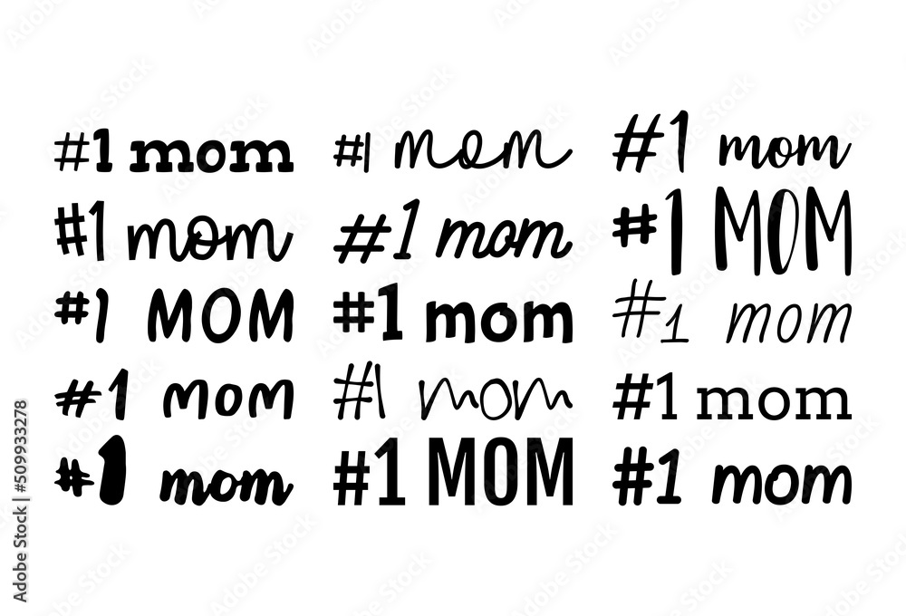 Obraz premium Mom title, set of titles isolated. Mom number one.