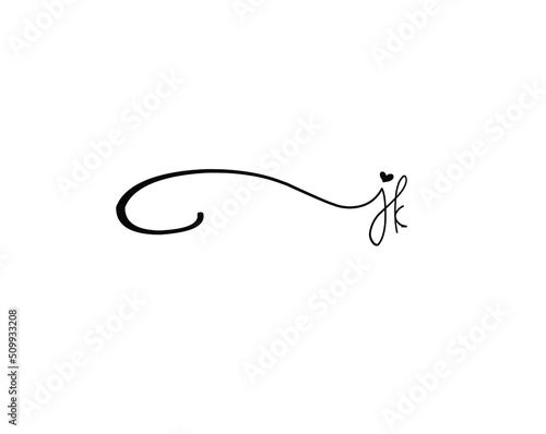 jk initial handwriting logo vector
