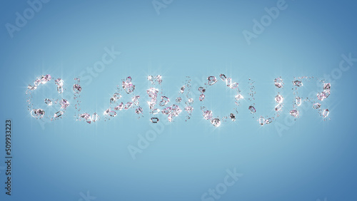 Fototapeta Naklejka Na Ścianę i Meble -  glamour - diamond text on light blue backdrop - abstract 3D illustration