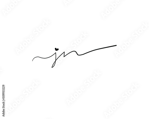 jn initial handwriting logo vector