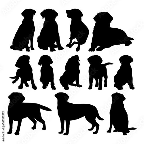 Labrador. Black and white illustration of a dog, printable silhouette