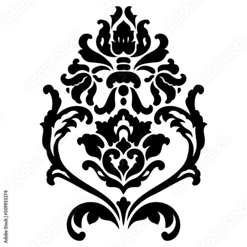Damask pattern isolated on a white background. Template for plotter lazer cutting of paper, wood.