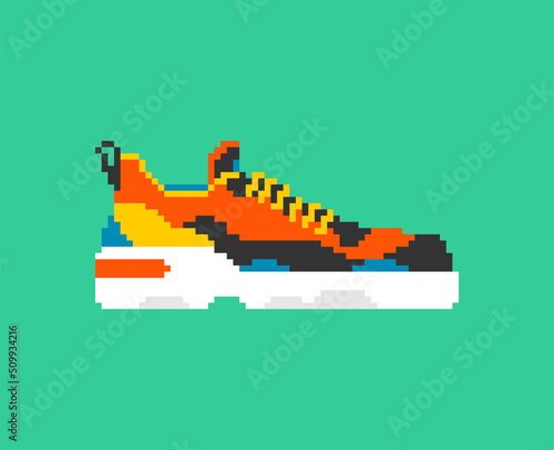 Sneakers pixel art. 8 bit sneaker. pixelated Vector illustration