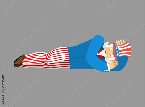 Uncle Sam sleeping. asleep emotions. Uncle Sam dormant.