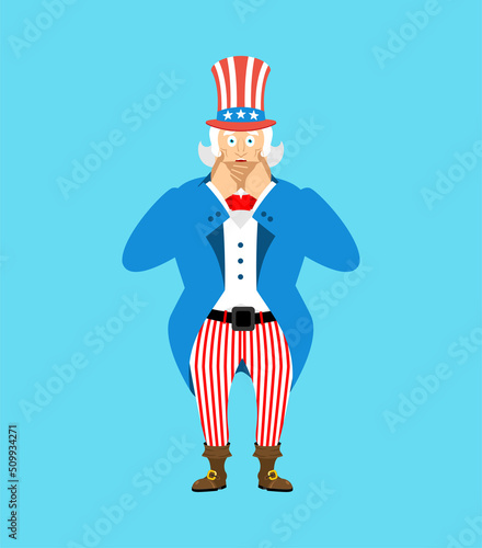 Uncle Sam scared OMG emotion. Oh my God emoji. Frightened Uncle Sam © popaukropa