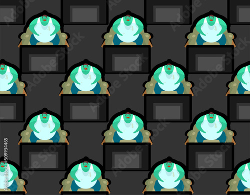 Zombie TV pattern seamless. Zombi televisor background. brainwashing concept. Vector texture