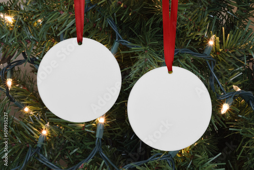 Two Sided Round Christmas Ornament Mockup