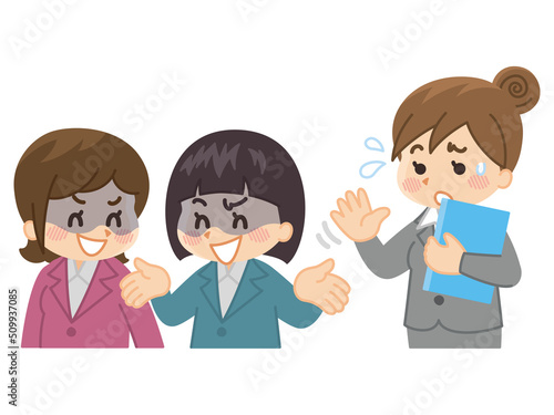 同僚から無視される女性社員　ハラスメント