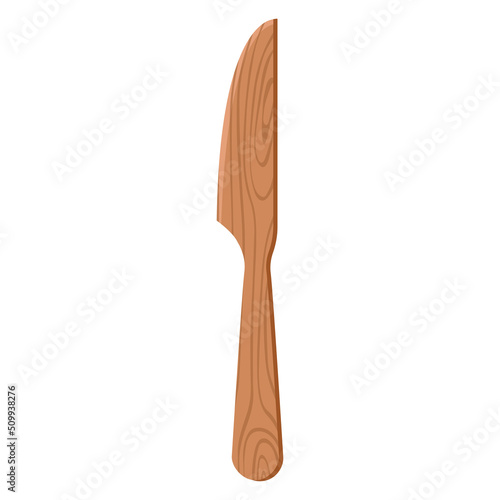 Cartoon nature wooden kitchenware utensil knife with wood grain texture
