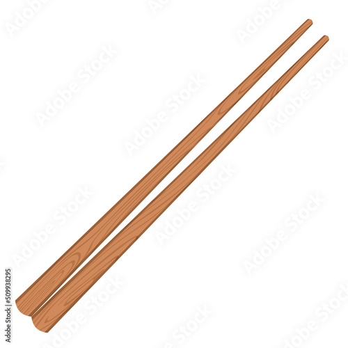 Cartoon nature wooden kitchenware utensil chopsticks with wood grain texture