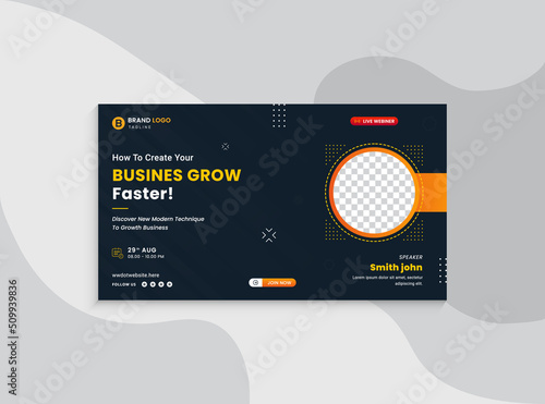 Video thumbnail for digital marketing and live web banner template. Promotion banner design for business workshop. Video cover for the marketing agency. Marketing social media post service pro vector