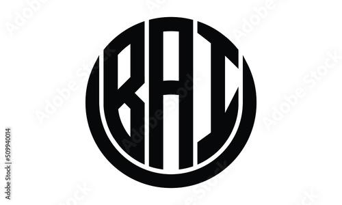 BAI shield in circle logo design vector template. lettermrk, wordmark, monogram symbol on white background