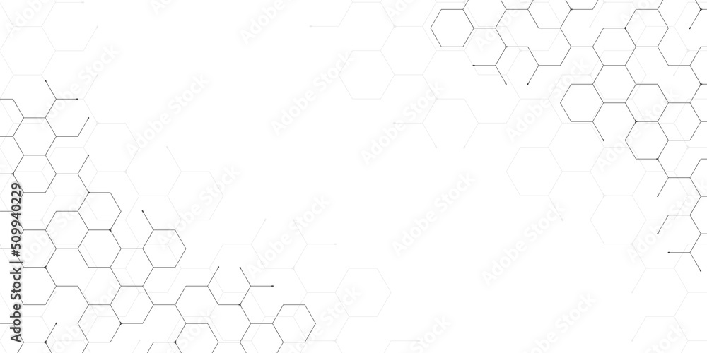 white abstract background with futuristic and hexagon concept - obrazy, fototapety, plakaty 