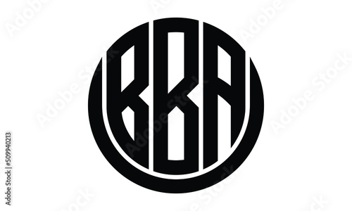 BBA shield in circle logo design vector template. lettermrk, wordmark, monogram symbol on white background