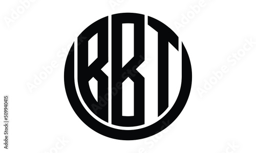 BBT shield in circle logo design vector template. lettermrk, wordmark, monogram symbol on white background photo