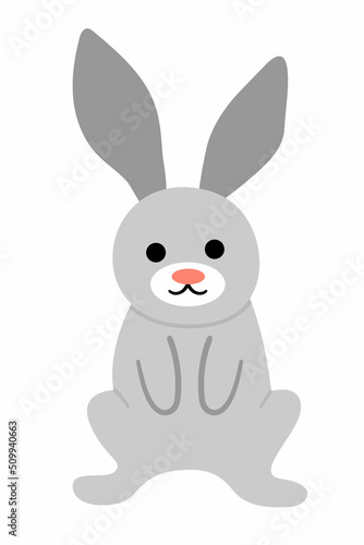 Vector hare icon. Funny woodland animal. Cute forest illustration for kids isolated on white background. Playful rabbit picture.