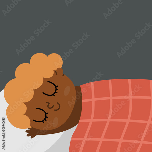 Sleeping boy icon. Cute napping kid. Child doing daily routine. Night ritual or healthy lifestyle concept.