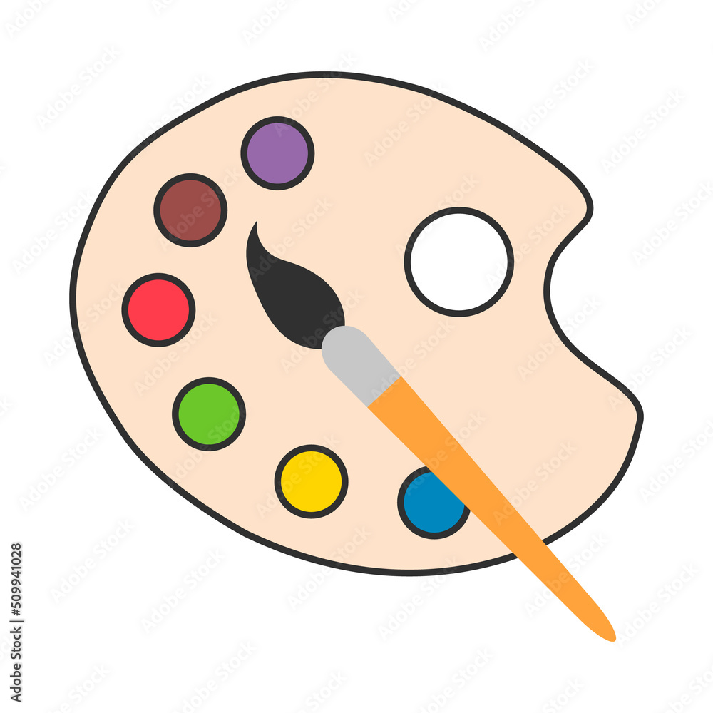 Flat art tool palette with paints color, artist web design graphic vector illustration Flat art tool palette with paints color, artist web design graphic vector illustration