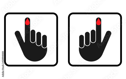 Set of Hand finger with drop blood icon, medical health test symbol, control measurement vector illustration