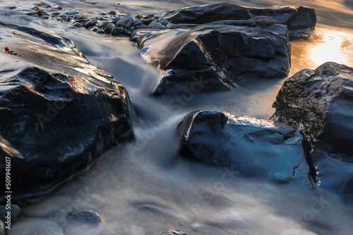 waterflow in a river with longtime exposure
