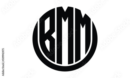 BMM shield in circle logo design vector template. lettermrk, wordmark, monogram symbol on white background