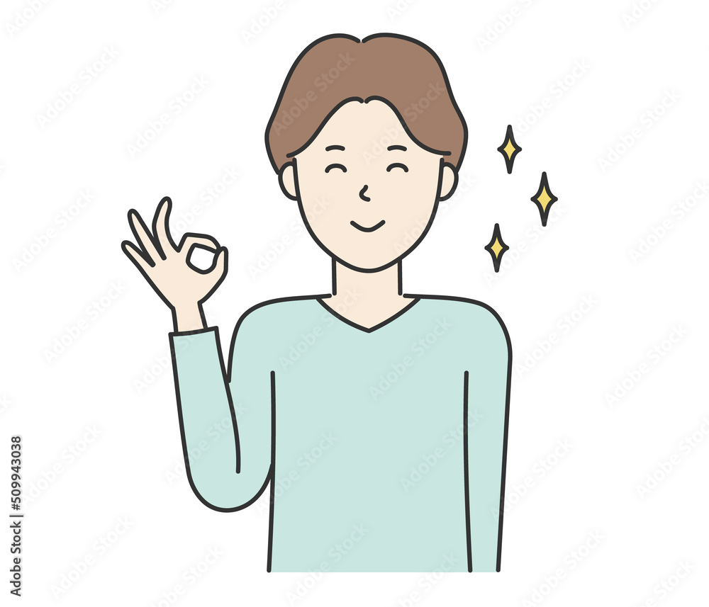 OKサインをする男性 OKサインをする男性