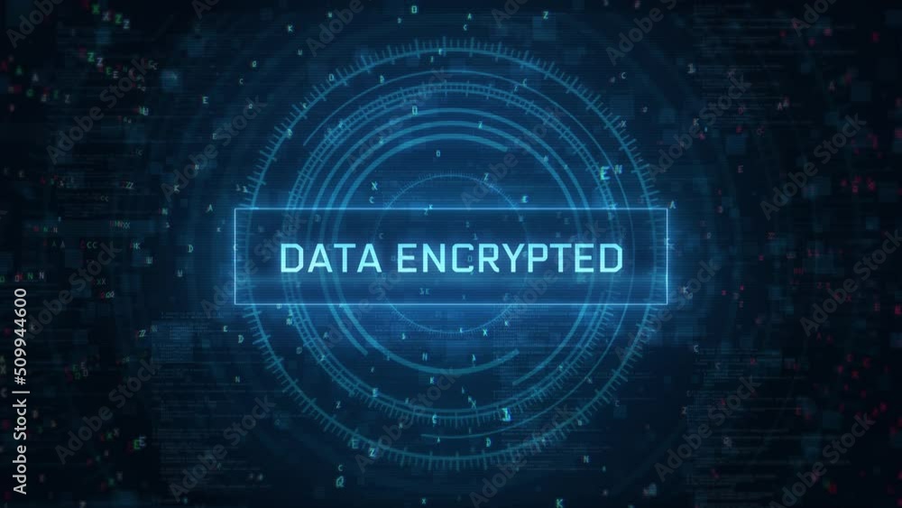 Data Encrypted message over computer hacking technology hud background Data Encrypted message over computer hacking technology hud background