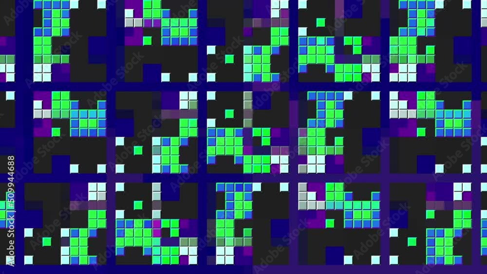 Colorful mosaic squares move in pattern. Motion. Stylish pixel pattern ...