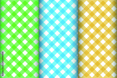Set of 3 Gingham Style Seamless Patterns