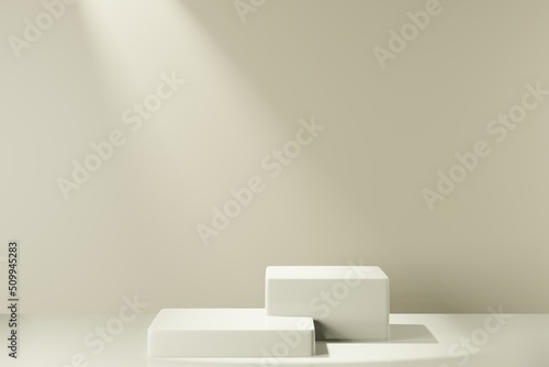 3d rendering illustration of podium stage display showcase for product placement in minimal design.