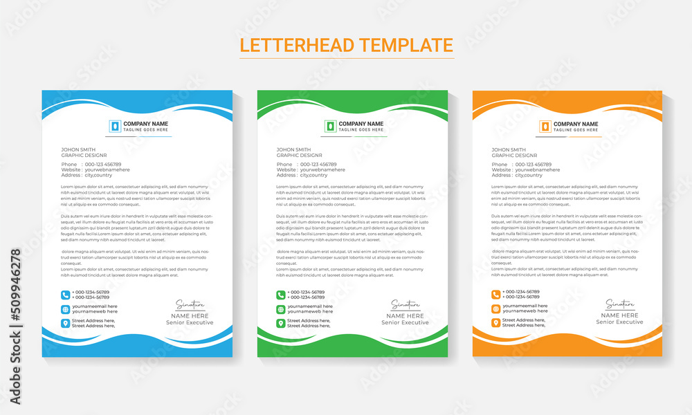 corporate modern letterhead design template for your project. letterhead, letter head, Business letterhead design.