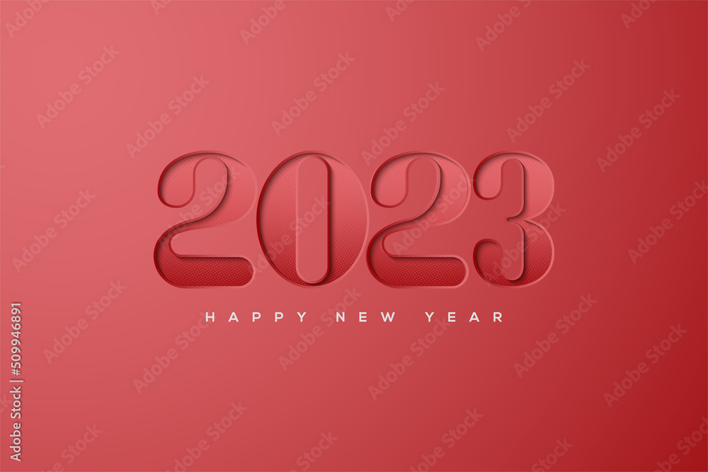 new year 2023 with clean red numbers