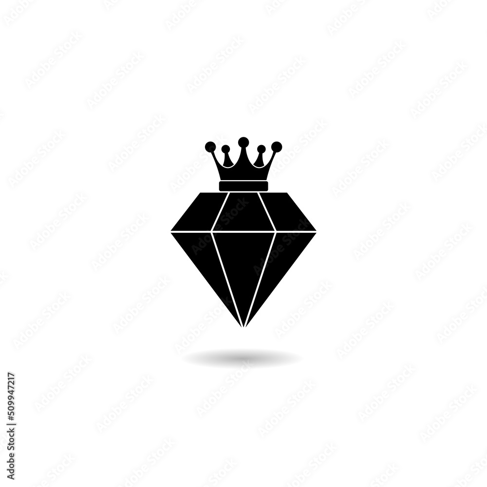 Elegant diamond with crown logo with shadow Elegant diamond with crown logo with shadow