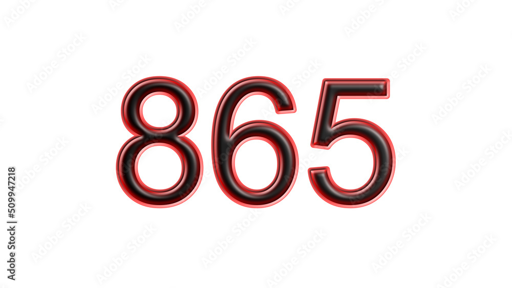 red 865 number 3d effect white background red 865 number 3d effect white background