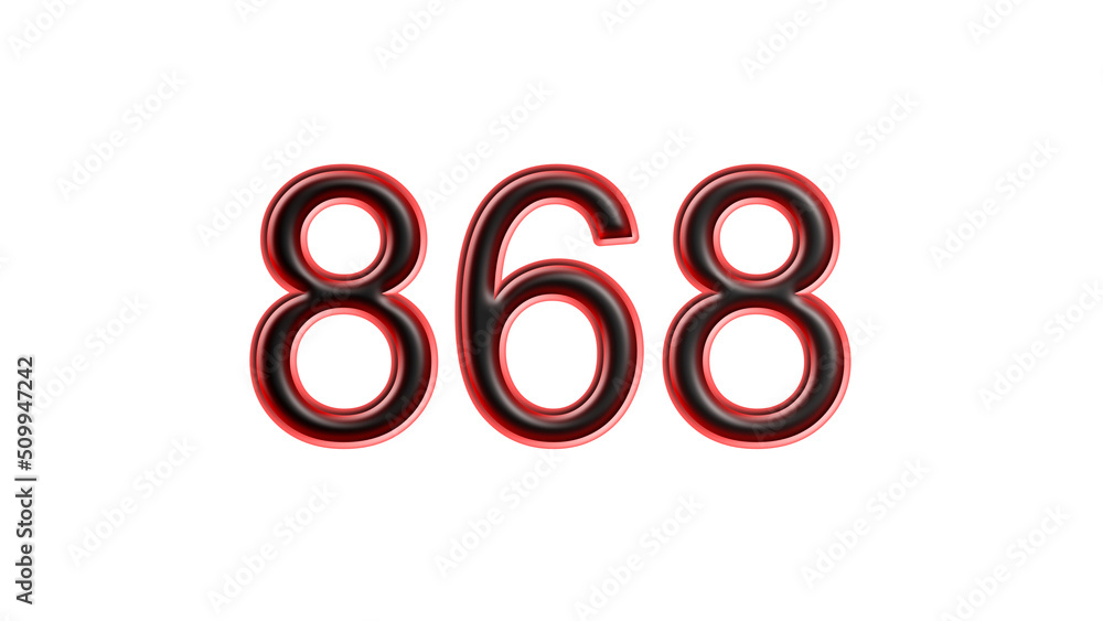 red 868 number 3d effect white background red 868 number 3d effect white background