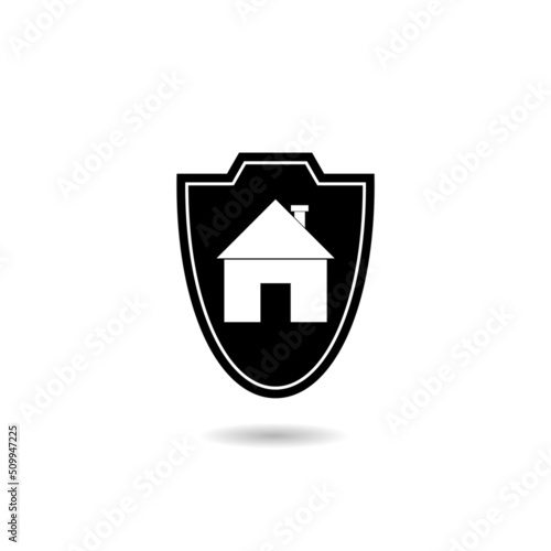 House with shield logo with shadow