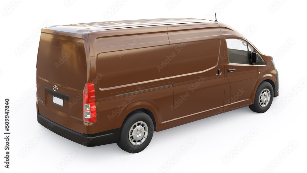 Tokyo, Japan. April 12, 2022: Toyota Hiace. brown commercial van for ...