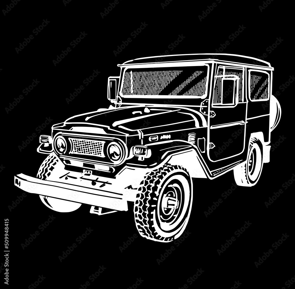 the vector illustration of the vintage truck