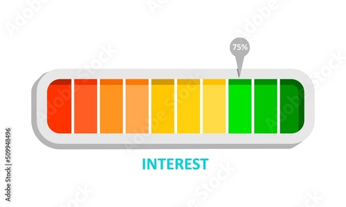 Illustration template featuring interest rate measurement scale with pointer
