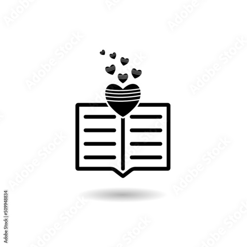 Romantic book logo with shadow