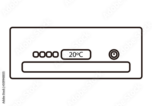 Icono negro de aire acondicionado en fondo blanco.