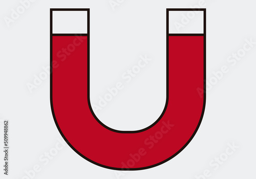 Icon de imán rojo en fondo blanco.