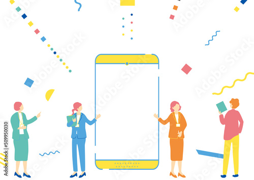 スマートフォンとビジネスパーソン　幾何学背景