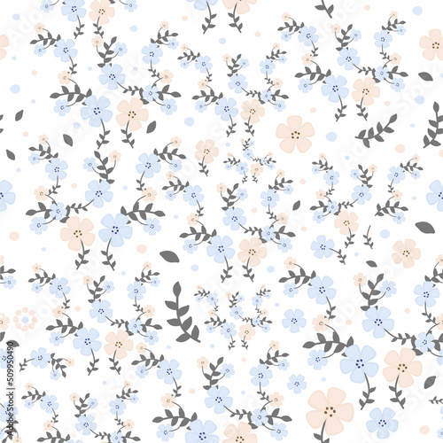 Pastel Color Seamless Floral Pattern Background.