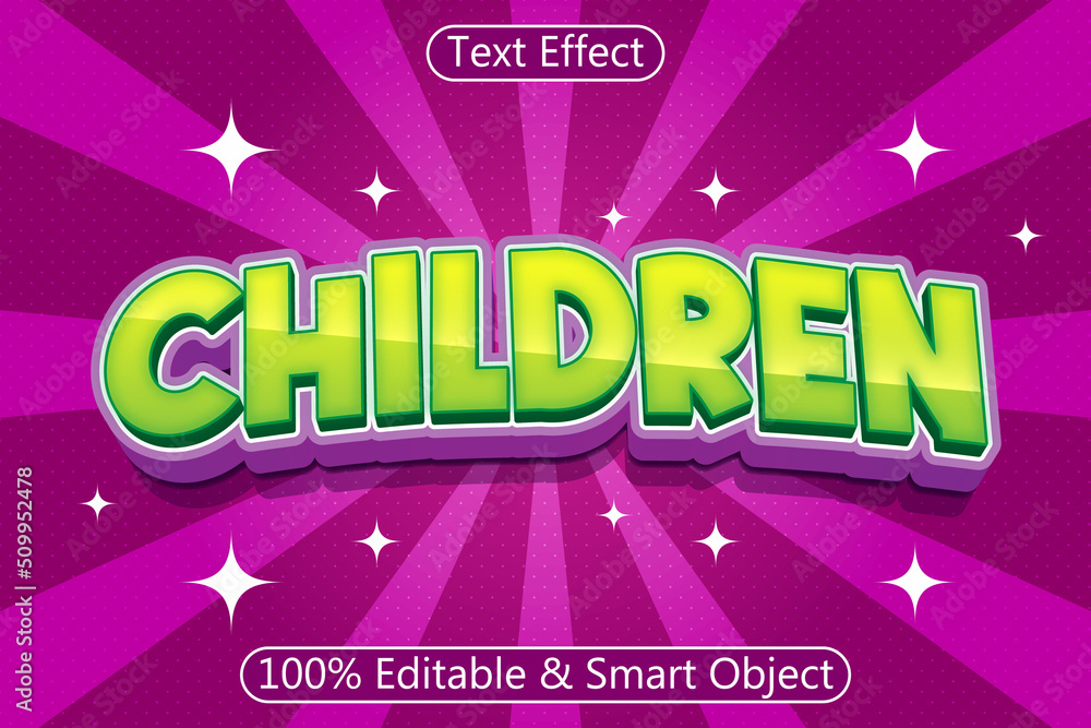 Children editable Text effect 3 Dimension emboss Cartoon Style