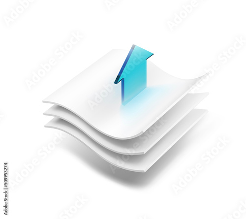 Three wavy layers with arrow. Great for the presentation of permeable materials. Vector illustration. Template for your product. EPS10.	