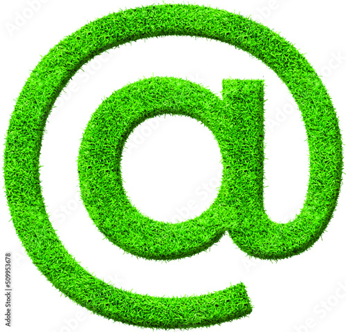 Green grass textured at the rate symbols. At sign, strudel, at the rate of aesthetics in fresh green grass pattern.